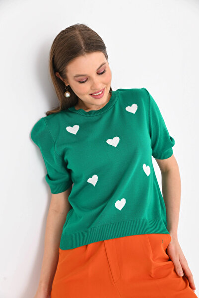 Park Karon Велосипедний комір з серцевим візерунком Сезонний трикотажний светр