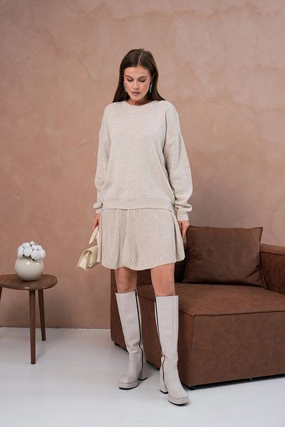 Park Karon Women's Crew Neck Sweater Skirt Double Set