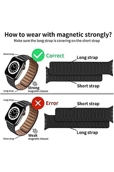 Generic Leather Magnetic Loop Strap Compatible with Apple Watch Series 10/Ultra 2/9/8/7/6/SE