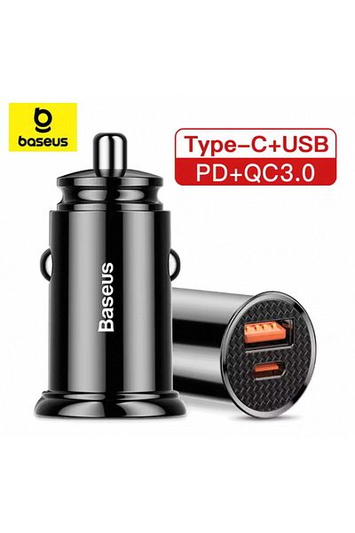 Baseus New Type C Usb 30w Car Charger Quick Charge 4.0 3.0 Usb Pd For Xiaomi Iphone