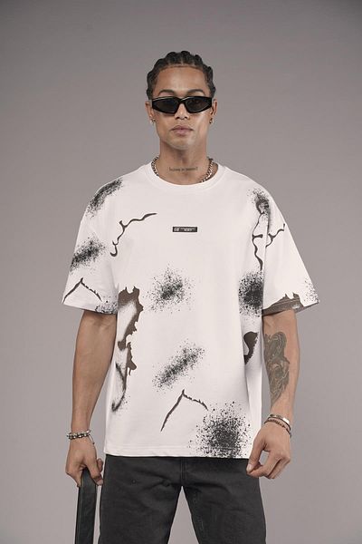 king brich Ανδρικό μπλουζάκι Oversize Mold Lightening Printed