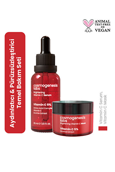 Cosmogenesis Labs Aydınlatıcı Ve Pürüzsüzleştirici Temel Cilt Bakım Seti Vegan