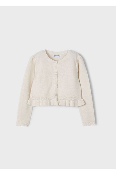 MAYORAL 04-10 Years Old Girl Mayoral Beige Knitted Cardigan