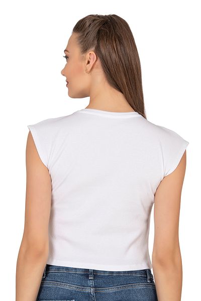 ÖZKAN underwear Women's Ribbed Camisole Low Sleeve T-Shirt Özkan 27414 Cotton Blouse