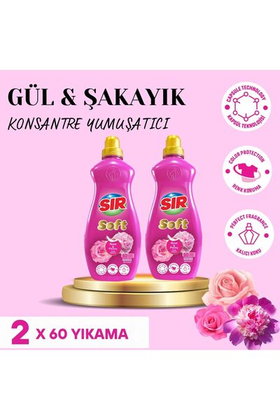 Sır Konsantre Çamaşır Yumuşatıcısı Gül & Şakayık 1440 ml 60 Yıkama 2 Adet