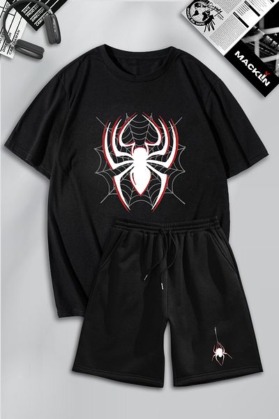 macklin Unisex Ανδρικά Γυναικεία Αράχνη με στάμπα Ειδικού Σχεδίου Σετ φόρμας μπλουζάκι και σορτς