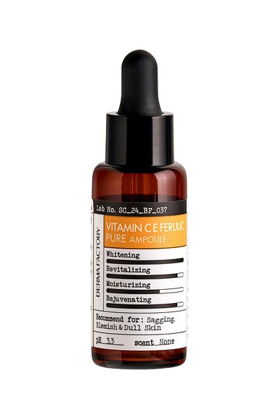 DERMA FACTORY سيروم يحتوي على 15% فيتامين سي النقي أمبولة فيتامين سي إي فيروليك
