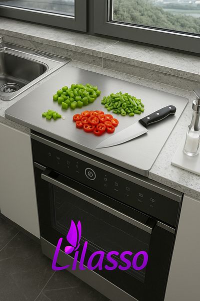 Lilasso Stainless Steel Single Bent Metal Countertop Protective Cutting Board 30X40 cm