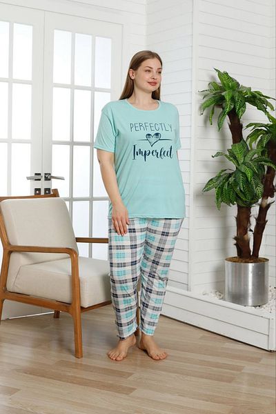 SEBOTEKS Women's 100% Cotton Short-Sleeve Plus Size Pajamas Set 8000