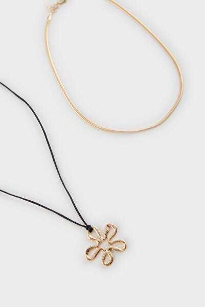 DeFacto Women's Floral 2-Piece Gold Necklace E6465Axns