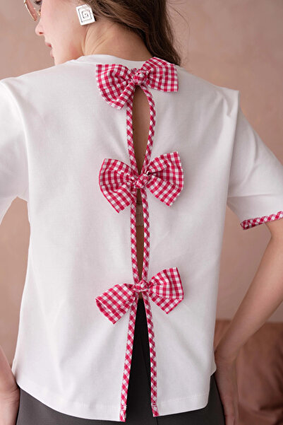 Park Karon Велосипедний комір з 3 бантиками, детально оздоблений футболка