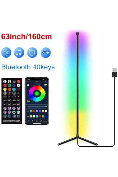 Choice RGB - 160 سم (63 بوصة) بلوتوث 40 مفتاحًا 160 سم مصباح أرضي ذكي Tuya زاوية قابل للتعتيم RGB LED مزاج حديث