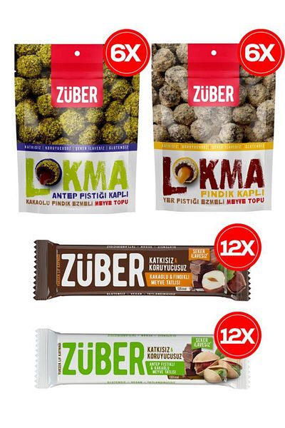 Züber Full Fruit Bar and Bite Package (Pistachio, Hazelnut Fruit Bar and Bite)