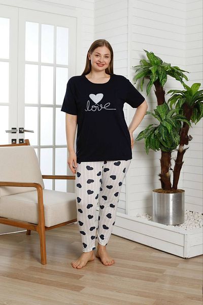 SEBOTEKS Women's 100% Cotton Short-Sleeve Plus Size Pajamas Set 8000