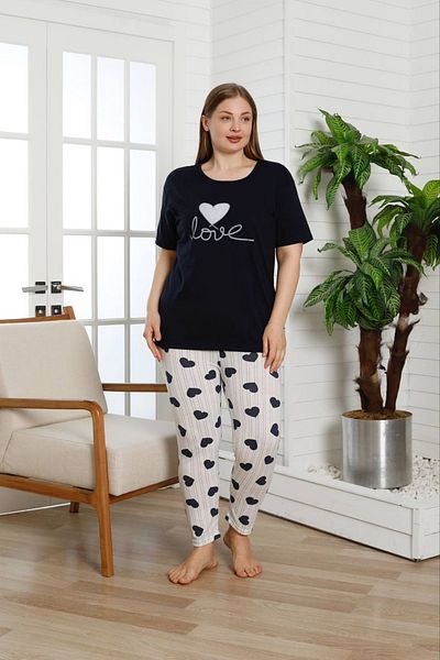 SEBOTEKS Women's 100% Cotton Short-Sleeve Plus Size Pajamas Set 8000