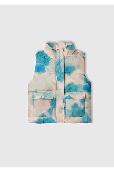 United Colors of Benetton Girl's Blue Mix All Patterned Vest with Logo Label