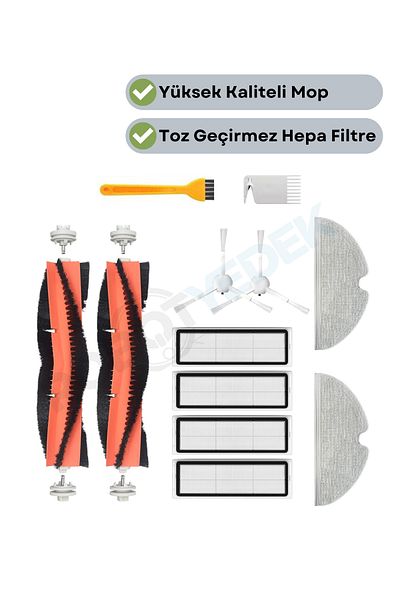robotyedek ممسحة Xiaomi 1c Aspiratore (stytj01zhm) 12 قطعة فرشاة بديلة متوافقة ومجموعة فلتر Hepa