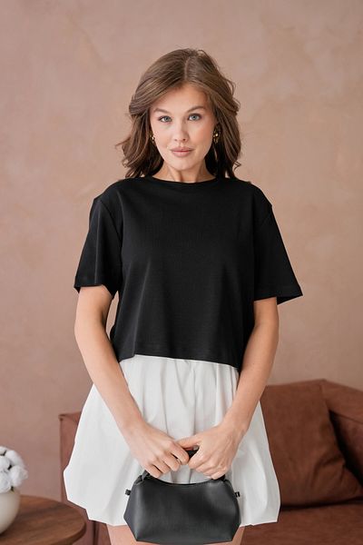 Park Karon Μπλουζάκι Crew Neck Half Crop Basic