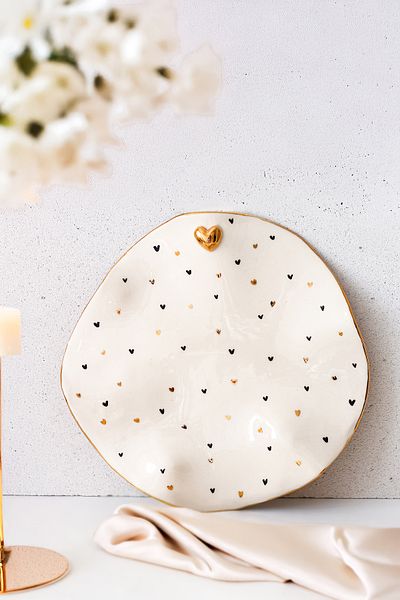 SİNEM YAMAN HOME Heart Ceramic Amorphous Presentation Plate (25 cm)
