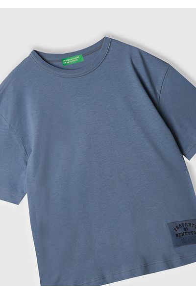 United Colors of Benetton Tricou supradimensionat pentru băiat cu imprimeu albastru Airman