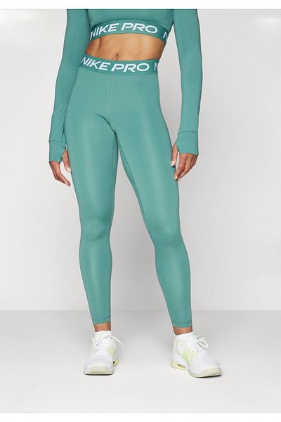 Nike Pro 365 Tight Normal Waisted Mesh Paneled Green Women's Tights