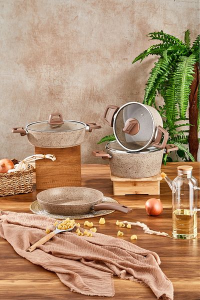 Cornella 7 Piece Granite Cookware Set - Cappicino