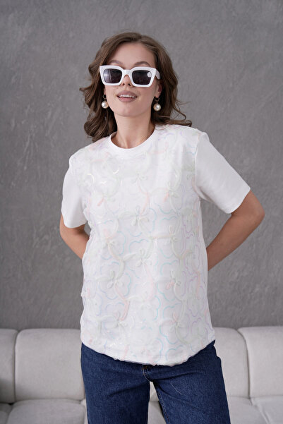 Park Karon Велосипедний комір з мереживною обробкою Basic T-Shirt