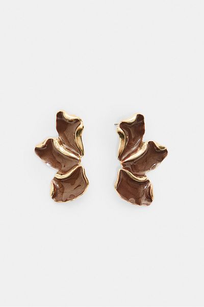 Stradivarius Enamelled fan earrings