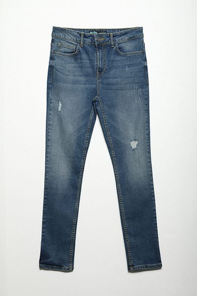 Bluewhite Ανδρικό τζιν παντελόνι με λεπτομέρεια Lycra Skinny Fit ανοιχτό μπλε