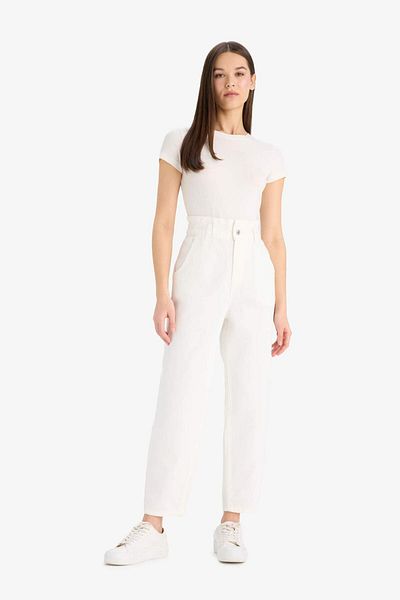 DeFacto Paperbag Elastic Waist Ankle Length Jean Trousers E8001Ax25Sm
