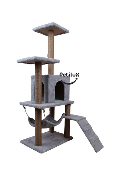 Petilux B-07 Luxury Cat Scratching Playhouse with Hammock and Nest