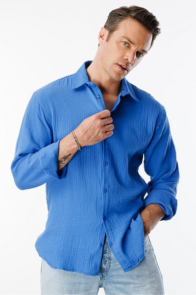 GENIUS STORE Oversize Basic Ανδρικό Μουσελίνα Πουκάμισο ΑΝΔΡΙΚΟ-ΜΟΥΣΛΙΝ-ΠΟΥΚΑΜΙΣΟ