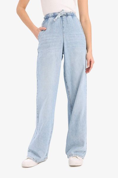 DeFacto Pull on Wide Leg High Waist Wide Leg Long Soft Jean Pants E1703Ax25Sm