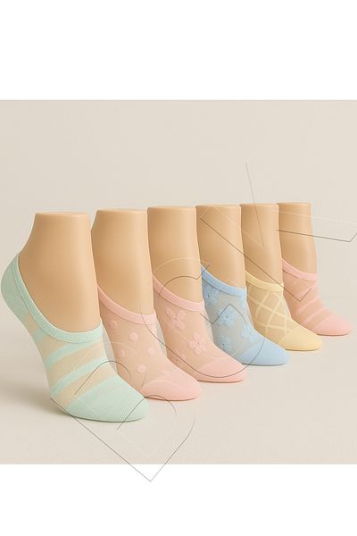 BGK Women's Colored Tulle Socks 6 Pieces Size 36-41, Delicate and Flexible
