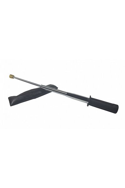 Depox Set baston telescopic argintiu flexibil, maner din cauciuc, 47 cm si cutie cu craniu argintiu