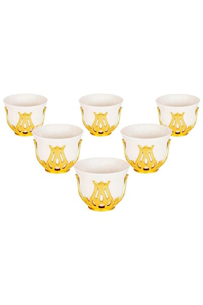 FARİKA طقم فناجين قهوة عربية (ميرة) لـ 6 أشخاص (ذهبي)