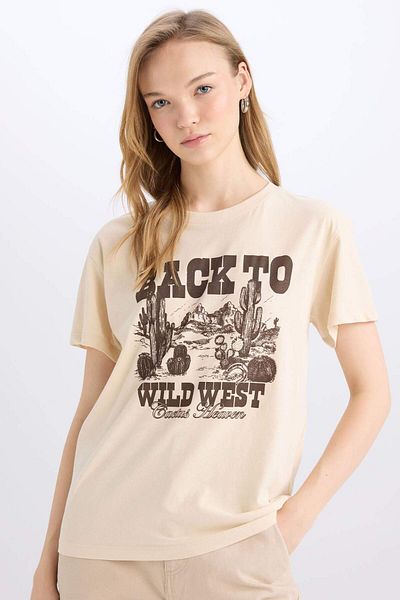 DeFacto Regular Fit Crew Neck Printed Short Sleeve T-Shirt D9607Ax25Sm