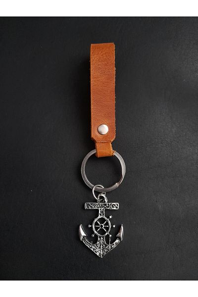 BSN Store Leather Keychain Sailor Anchor Premium Real Leather Key Chain