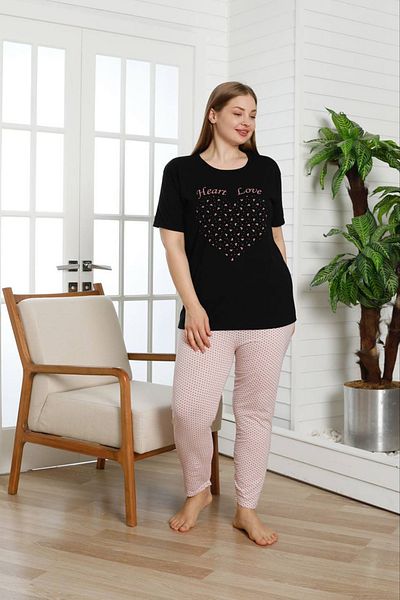 SEBOTEKS Women's 100% Cotton Short-Sleeve Plus Size Pajamas Set 8000