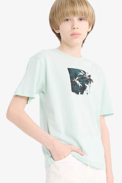 DeFacto Boy's Crew Neck Printed Short Sleeve T-Shirt E4168A825Sm