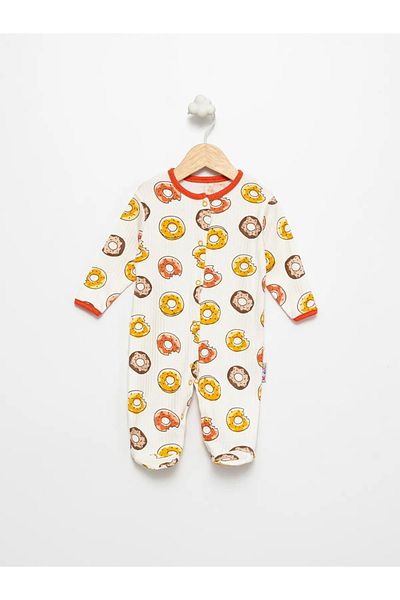 DEFNE LİNA BABY Enia Baby Girl Boy Baby Outfit Cotton Snap Fastener Booties Patterned 3-Piece Seasonal Jumpsuit 0-3-6-9 Months