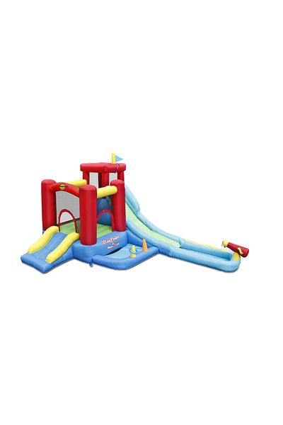 Happy Hop مركز ألعاب + زلاجة مائية قابلة للنفخ ٤٤٠×٣٣٠×٢٣٥ سم مع جدار تسلق | حديقة مائية خلفية