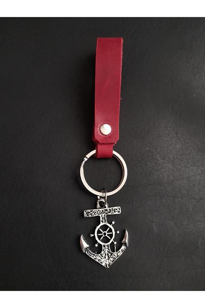 BSN Store Leather Keychain Sailor Anchor Premium Real Leather Key Chain