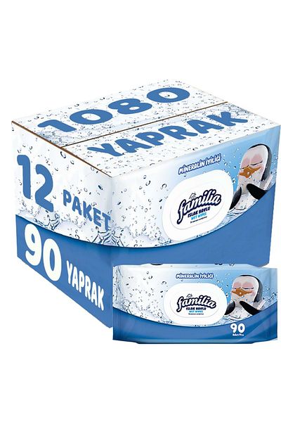 Familia Set of 12 Wet Towel Wipes, 90 Sheets Mineralized 1080 Total Sheets