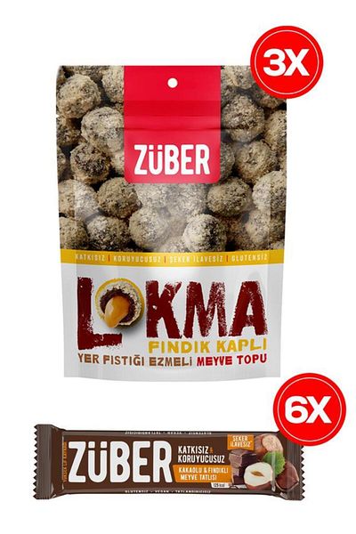 Züber Fındık Rüya 9 Pieces (3 Pieces of Nut Loaf and 6 Pieces of Nut Fruit Bar)