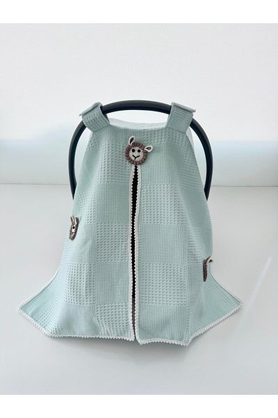 Jaju Baby Water Green Waffle Fabric Organic Lamb Design Stroller Cover