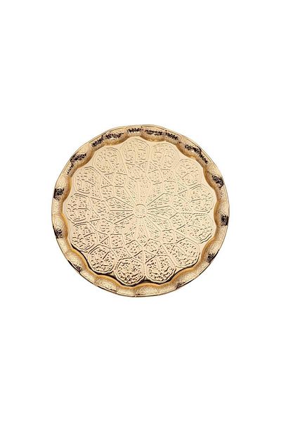 FARİKA 6-person 35cm Round Metal Tray (GOLD)