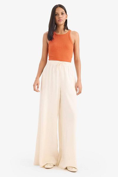 DeFacto Palazzo-Hose aus Leinen-Mischgewebe mit weitem Bein, hohe Taille, weites Bein E0127ax25sp
