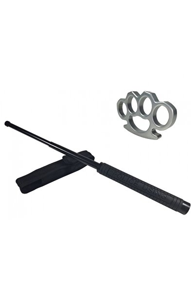 Depox Sada policejních teleskopických obušků, 49 cm a stříbrná krabička o tlo...