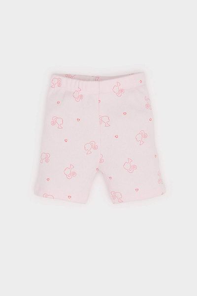 DeFacto Baby Girl Barbie Pajama Set Short Sleeve Ribbed Camisole Top with Elastic Waist Shorts E1545A525Sm